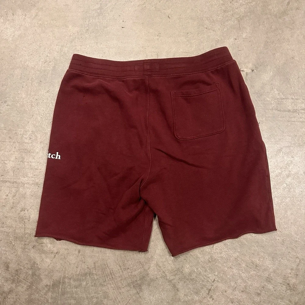 Abercrombie & Fitch Shorts Mens XL Red Fleece Sweat Drawstring Elastic Waist